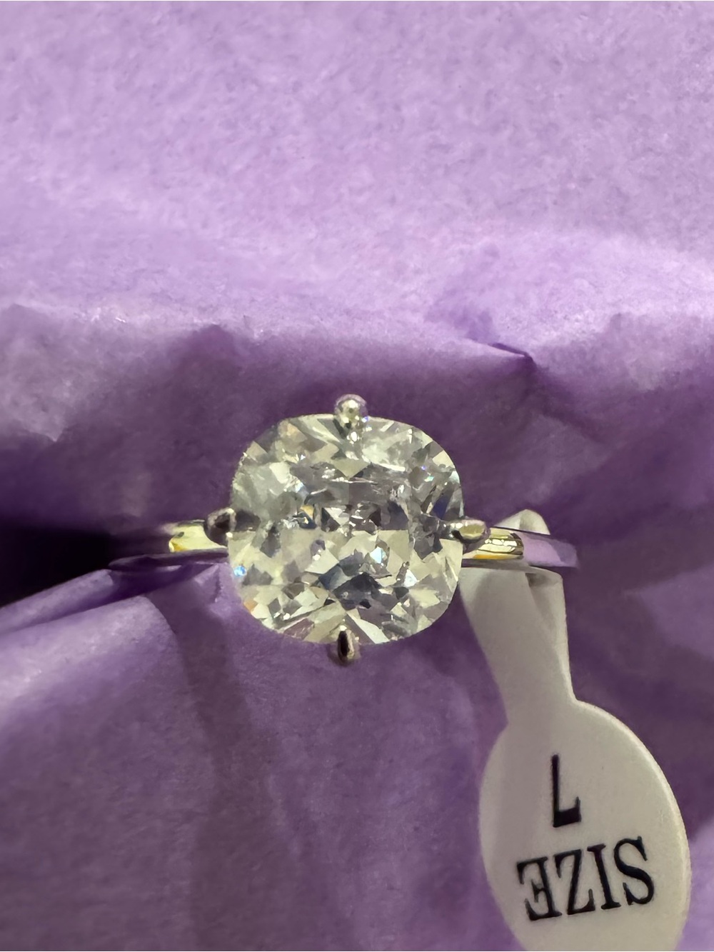 Melinda Maria Silver Solitaire Ring with Simulated Diamond- Size 7